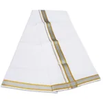 White Color Dhoti with Silver Gold Border Dhoti/Lungi - Image 2