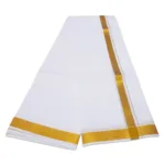 1 Inch Golden Zari Border White Dhoti - Image 2