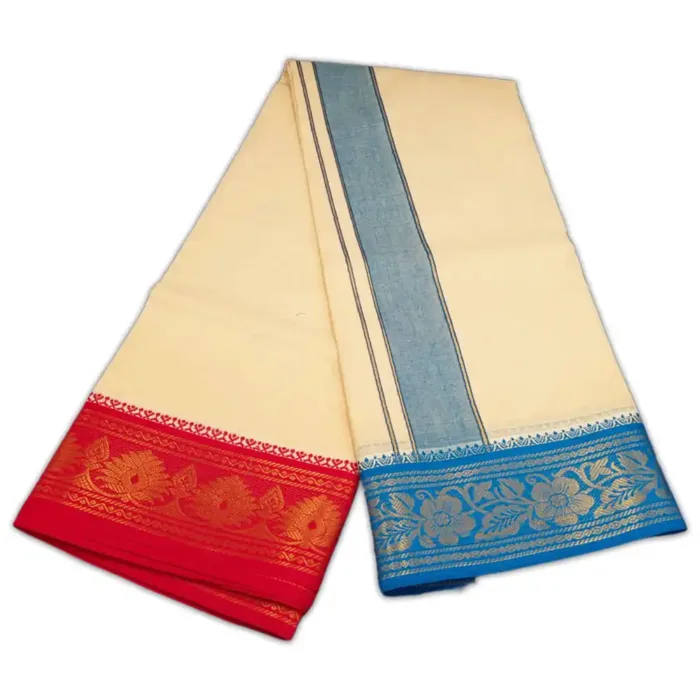 Sandal Color Premium Cotton 5 Inch Designed Border Dhoti - Image 2
