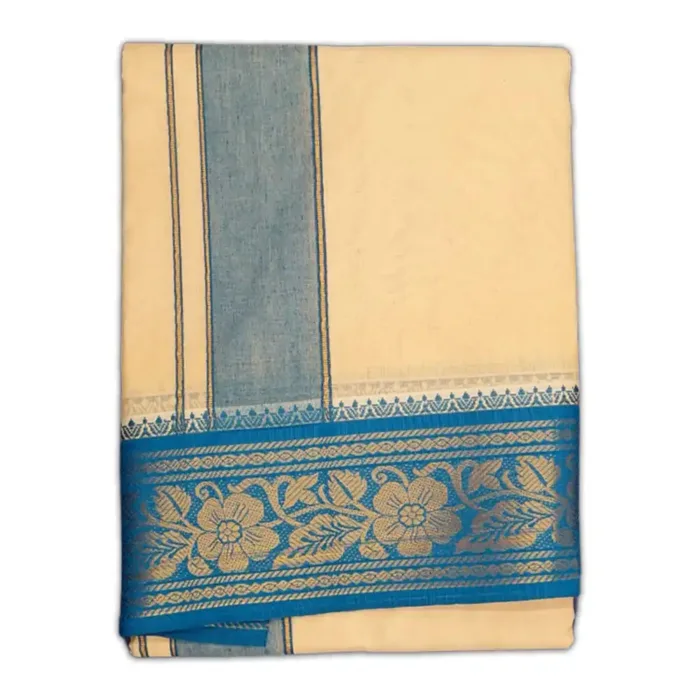 Sandal Color Premium Cotton 5 Inch Designed Border Dhoti - Image 1