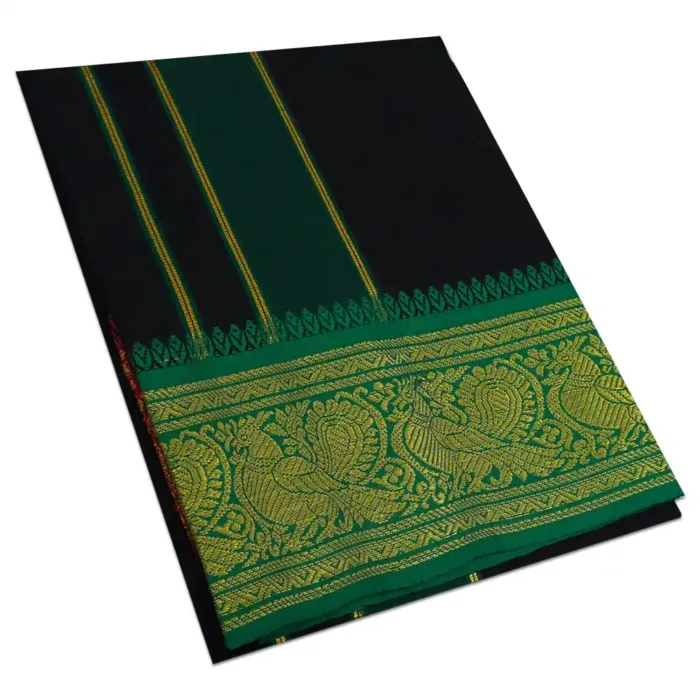Black Color Cotton Jaquad 2 Meter Dhoti/Lungi - Image 1