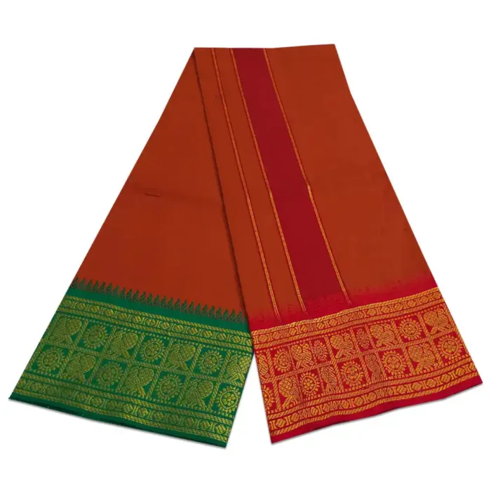 Kavi Color Cotton Jaquad 2 Meter Dhoti/Lungi - Image 2