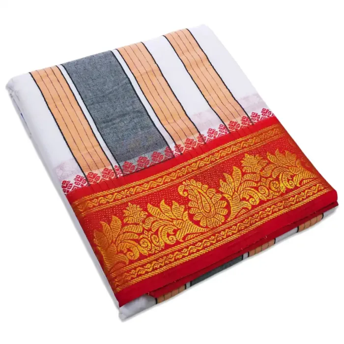 5 Inch Jaquad White Vaishnava Dhoties 9X5 - Image 1