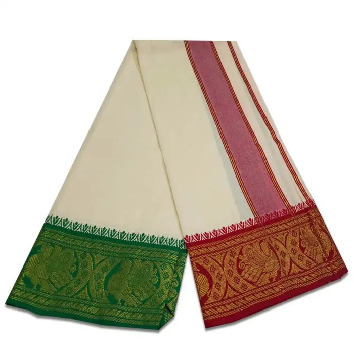 Sandal Color Cotton Jaquad 2 Meter Dhoti/Lungi - Image 2