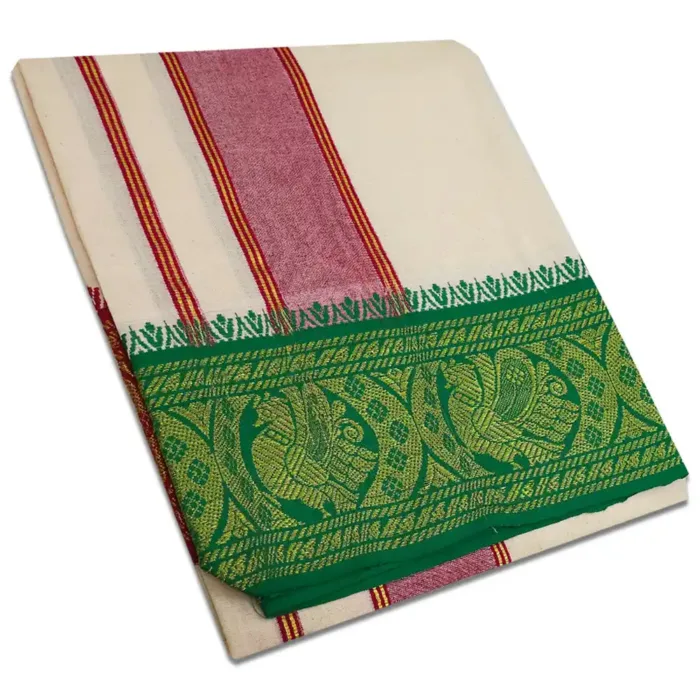 Sandal Color Cotton Jaquad 2 Meter Dhoti/Lungi - Image 1
