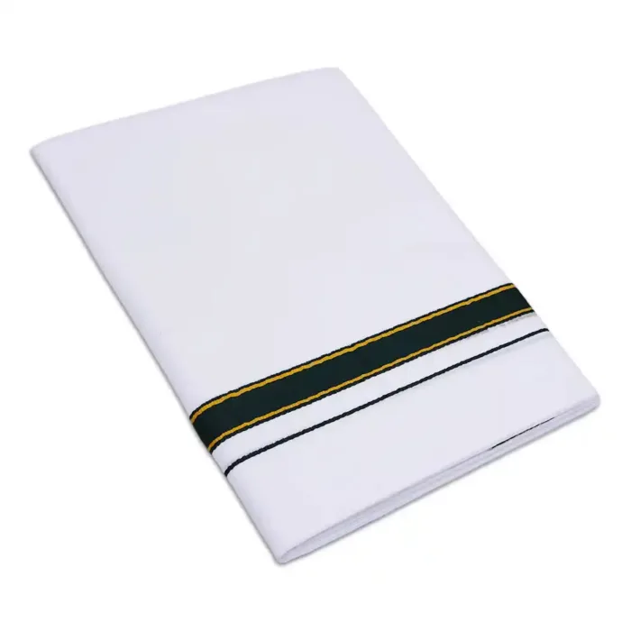 White Color Dhoti with MayilKan Border Dhoti/Lungi - Image 1