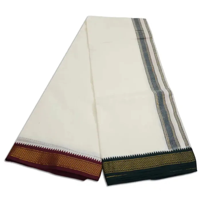5 Kan MayilKan Border Half White Dhoti - Image 2