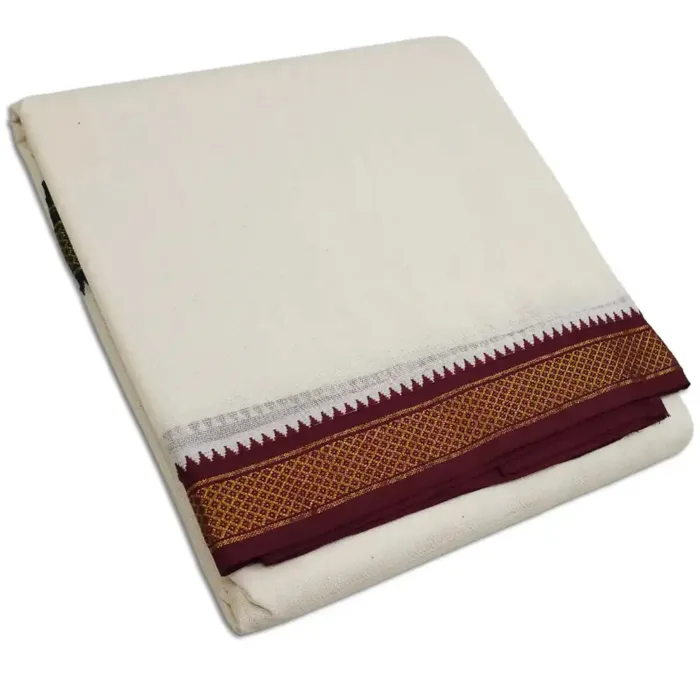 5 Kan MayilKan Border Half White Dhoti - Image 1
