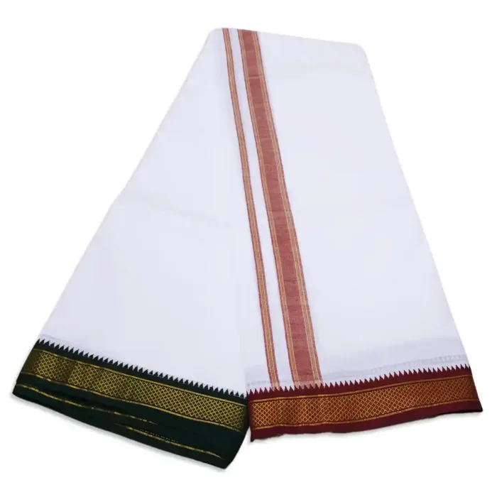 5 Kan MayilKan Border White Dhoti - Image 2