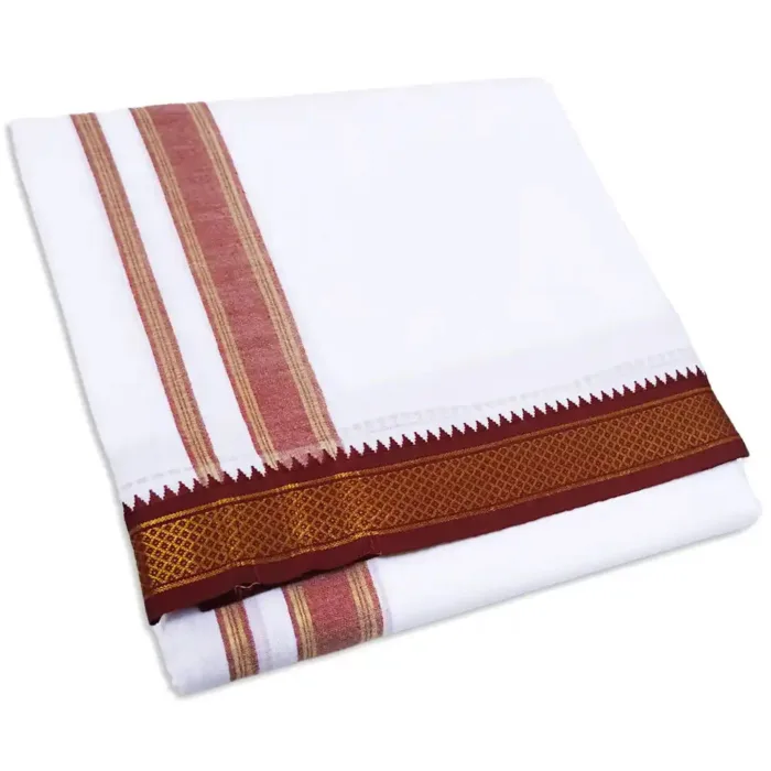 5 Kan MayilKan Border White Dhoti - Image 1