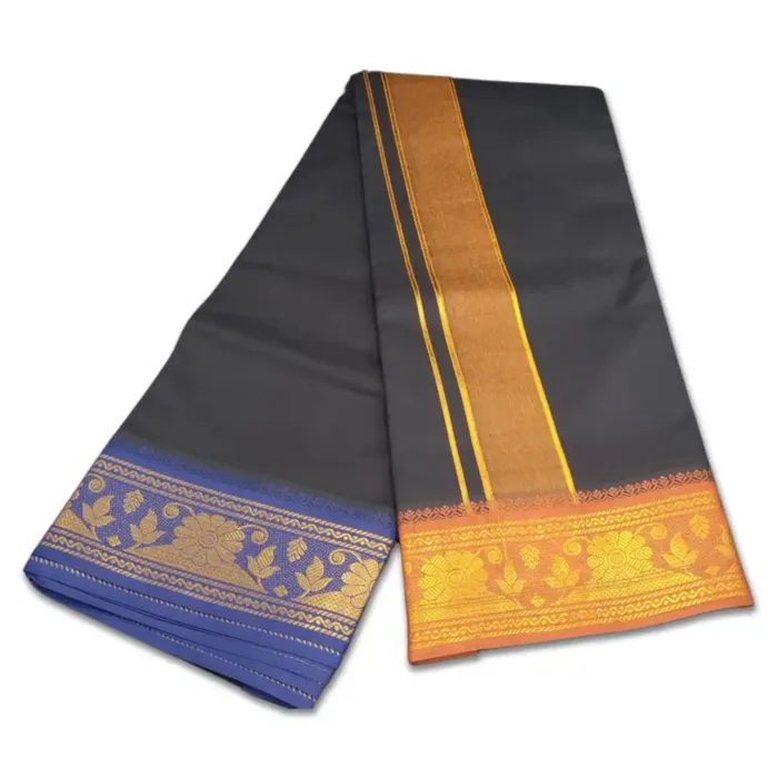 Black Color Premium Cotton 5 Inch Designed Border Dhoti - Image 2