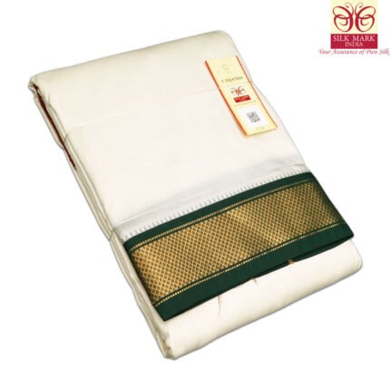Pure Silk Ganga Jamuna Mayil Kan Dhoti 7 Kan