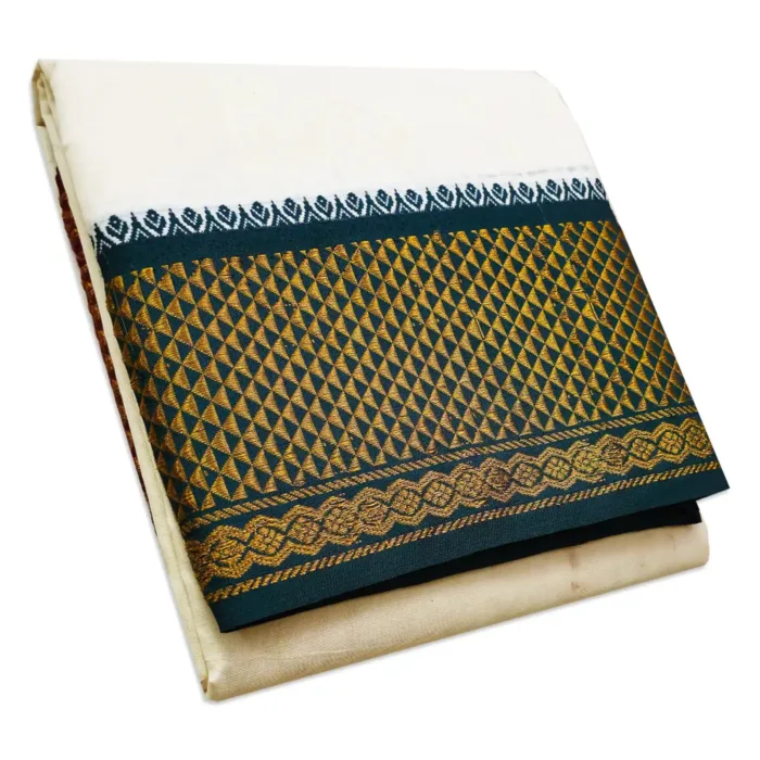 Modem Designed 7 Inch Border Half White Dhoti - Image 1