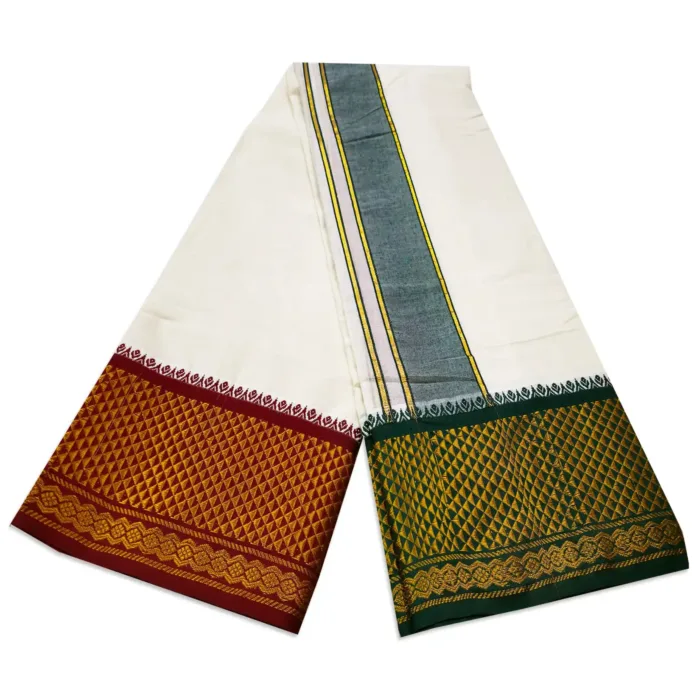 Modem Designed 7 Inch Border Half White Dhoti - Image 2