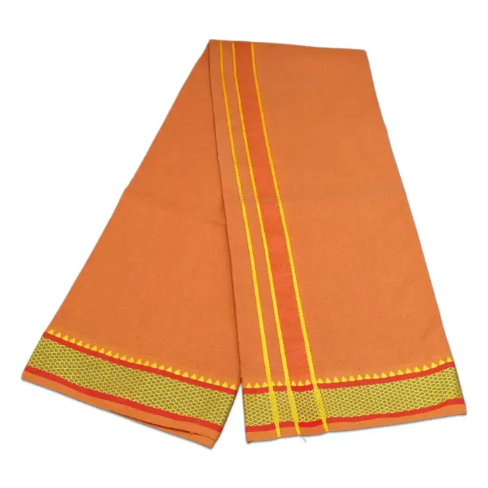 Kavi Color Mayilkan Cotton Lungi/Dhoti + Towel Combo - Image 2