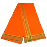 Orange Color Mayilkan Cotton Lungi/Dhoti + Towel Combo - Image 2