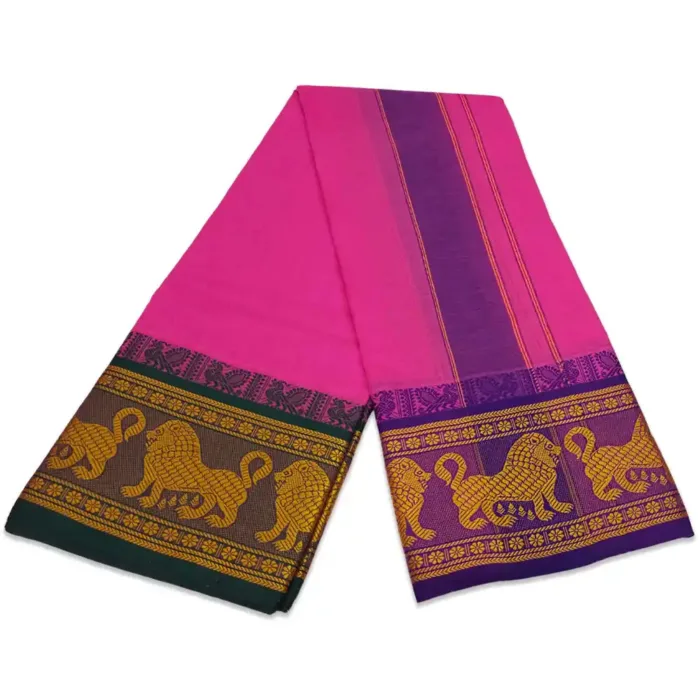 Queen Rose Cotton Colour Fine Quality Dhoti 8 Inch Border - Image 2