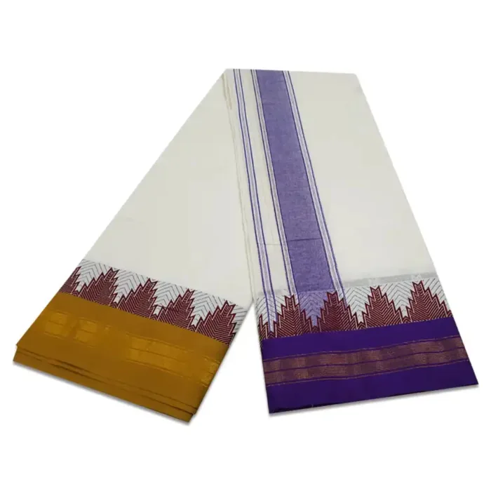 Double Color 4 Inch Fancy Line Temple Border Dhoties - Image 3