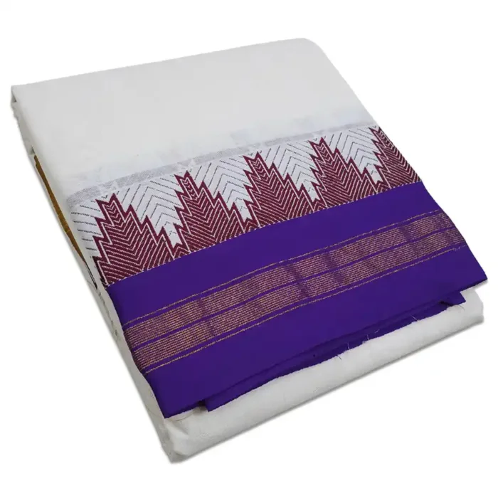 Double Color 4 Inch Fancy Line Temple Border Dhoties - Image 1