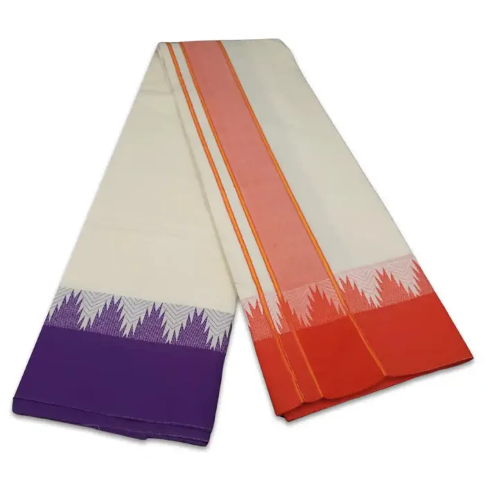 Double Color 4 Inch Fancy Temple Border Dhoties - Image 2
