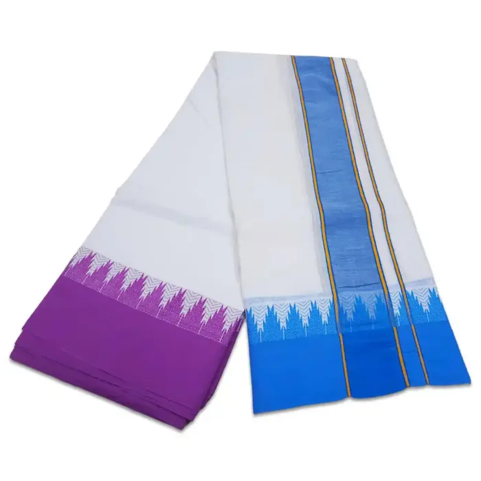 3 Inch Bavanji Double Colour Border Dhoti - Image 2