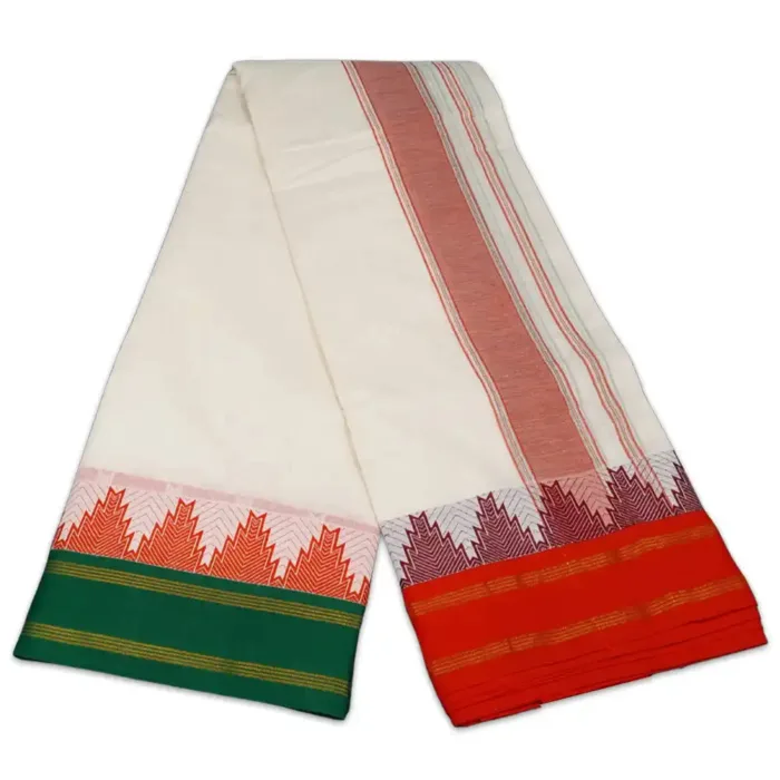 Double Color 4 Inch Fancy Line Temple Border Dhoties - Image 2
