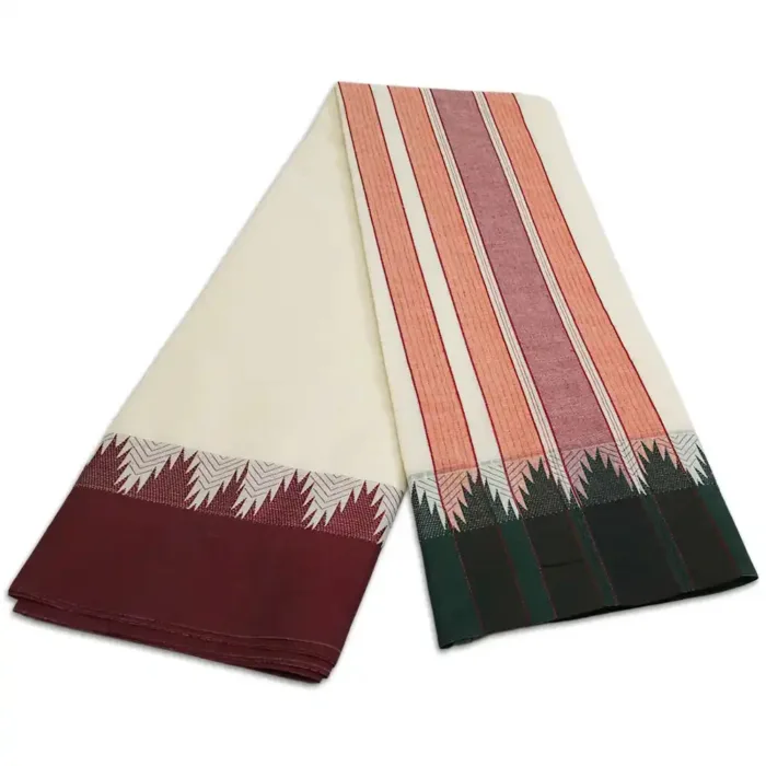 3 Inch Half White Temple Border Designed Vaishnava Dhoties - Image 5