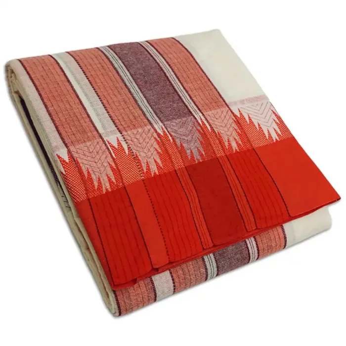 3 Inch Half White Temple Border Designed Vaishnava Dhoties - Image 2