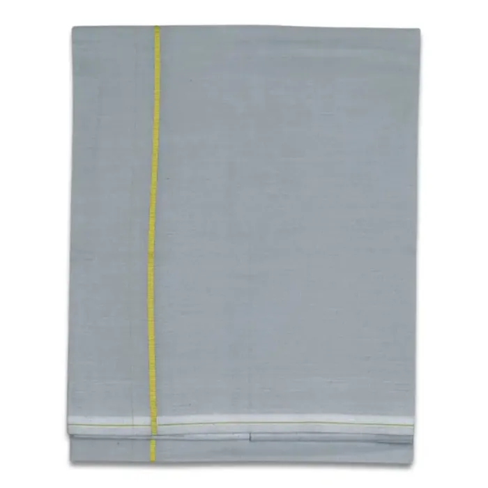 Grey Color Mild Border Cotton Lungi/Dhoti - Image 1