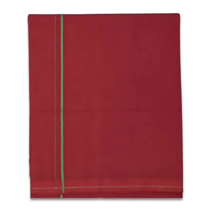 Maroon Color Mild Border Cotton Lungi/Dhoti - Image 1