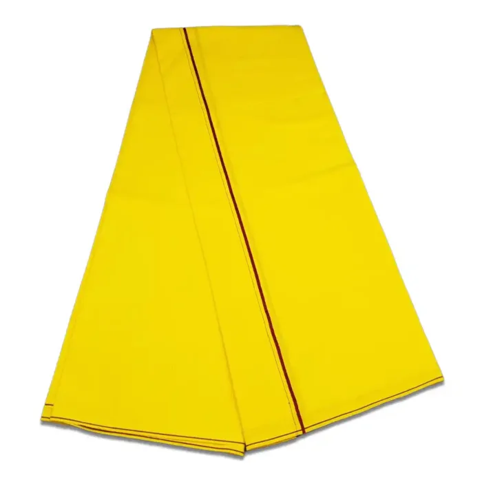 Yellow Color Mild Border Cotton Lungi/Dhoti - Image 2