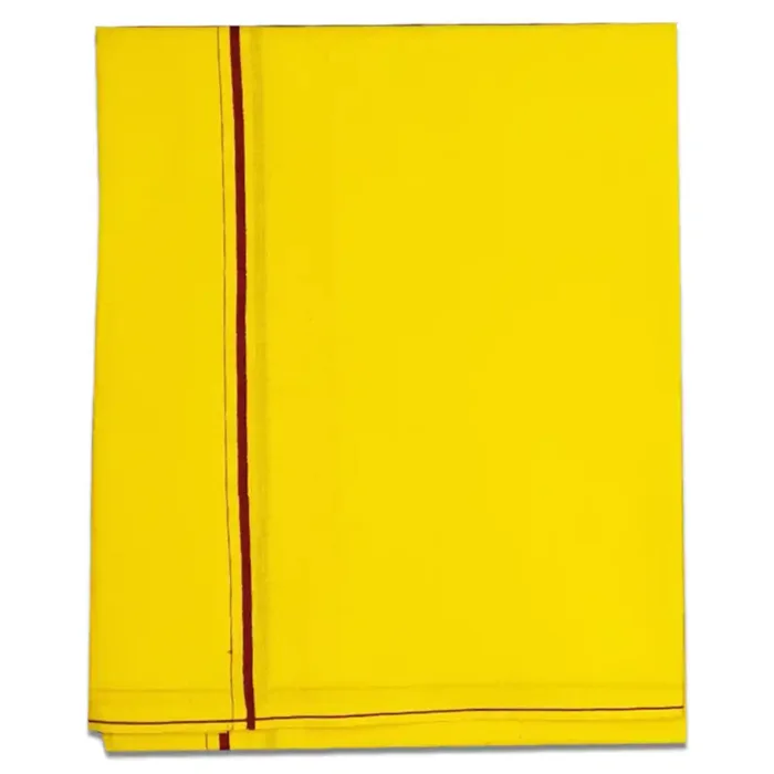 Yellow Color Mild Border Cotton Lungi/Dhoti - Image 1
