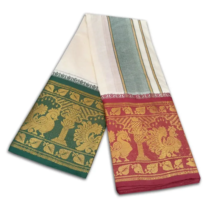 Annam Designed 10″ Border Dhoti - Image 2