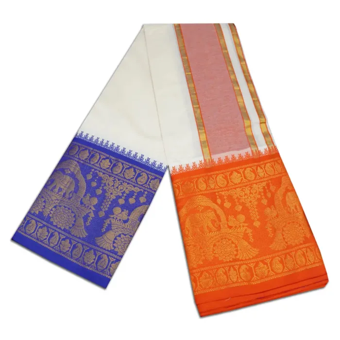 Elephant Designed 10" Border Dhoti - Image 2