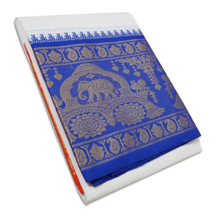 Elephant Designed 10" Border Dhoti - Image 1
