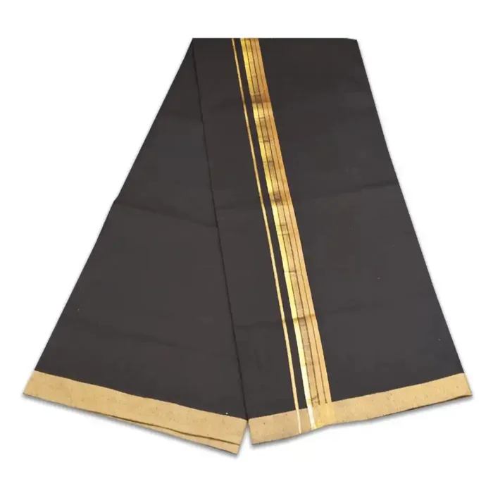 Black Color Fancy Border Cotton Lungi/Dhoti - Image 2