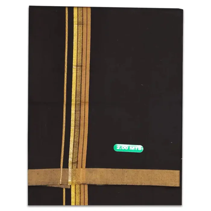 Black Color Fancy Border Cotton Lungi/Dhoti - Image 1