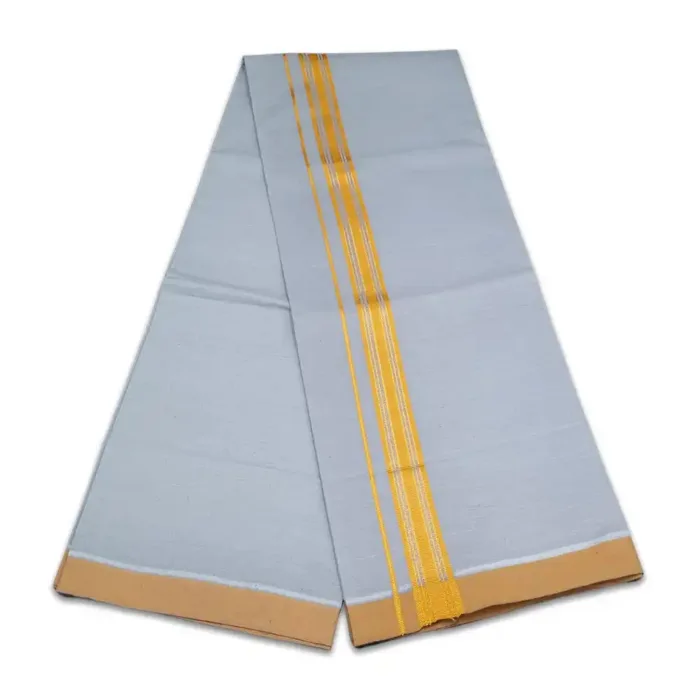 Grey Color Fancy Border Cotton Lungi/Dhoti - Image 2