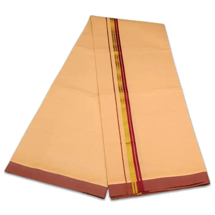 Biscuit Color Fancy Border Cotton Lungi/Dhoti - Image 2