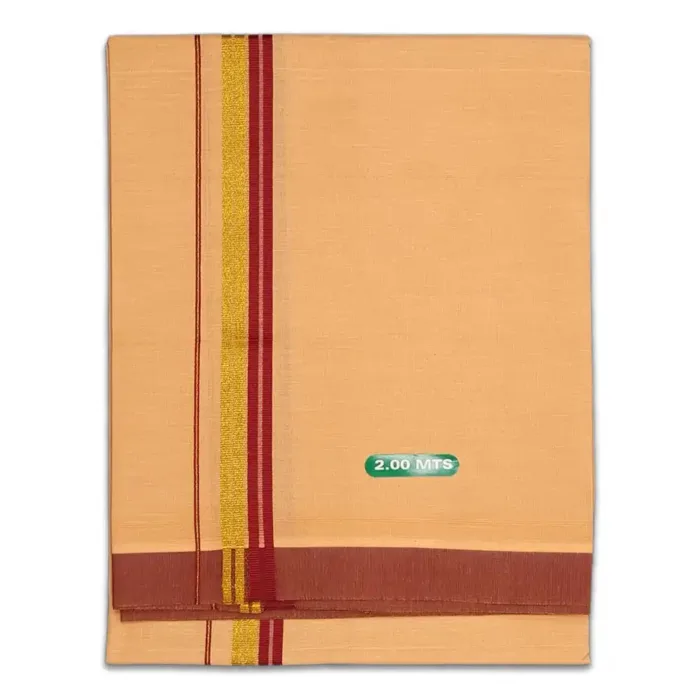 Biscuit Color Fancy Border Cotton Lungi/Dhoti - Image 1