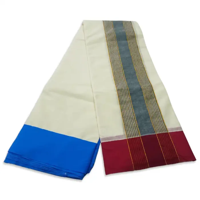 3 Inch Half White Gundanji Designed Vaishnava Dhoties - Image 2