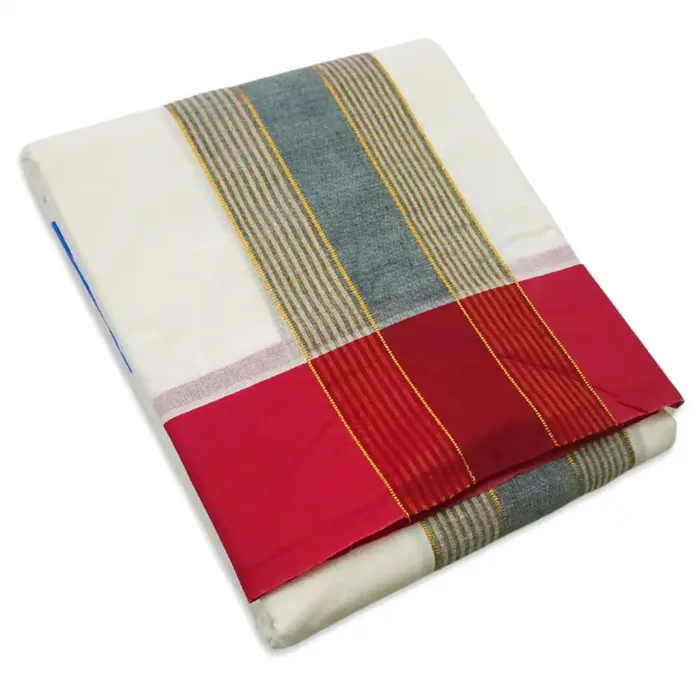 3 Inch Half White Gundanji Designed Vaishnava Dhoties - Image 1