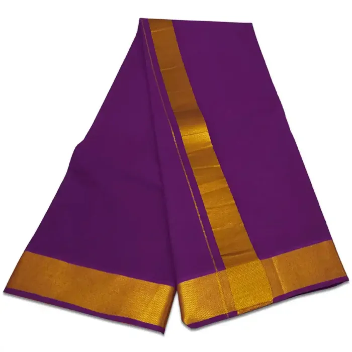 Lavender Color Dhoti with Golden Zari Border - Image 2