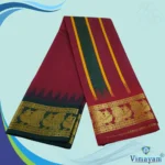 Maroon Color Karishma Soft Silk 7 Inch Border Fine Quality Dhoti - Image 2