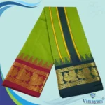 Mint Green Color Karishma Soft Silk 7 Inch Border Fine Quality Dhoti - Image 2