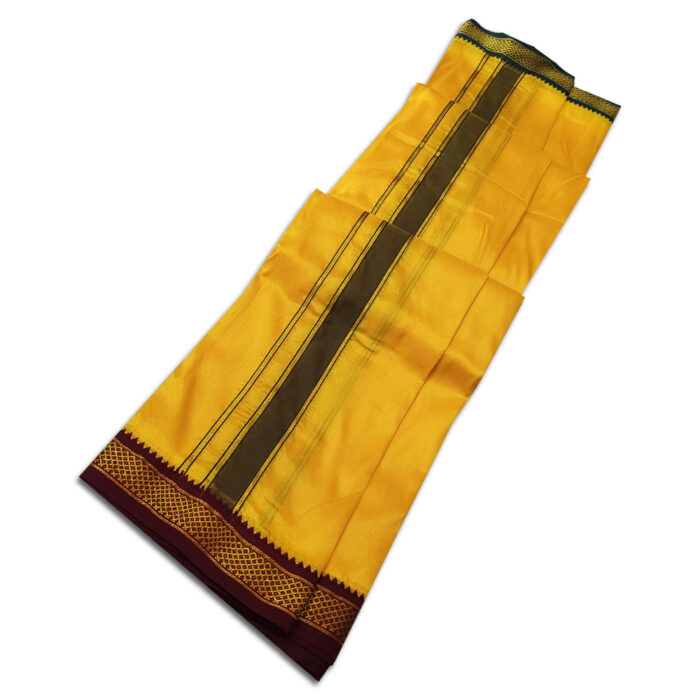 Golden Mango Colour art Silk MayilKan Colour Dhoti - Image 2