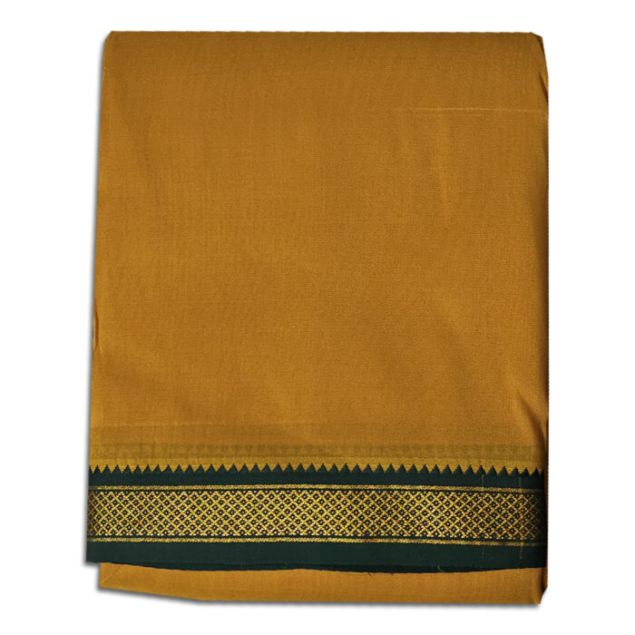 Mustard Colour art Silk MayilKan Colour Dhoti - Image 1