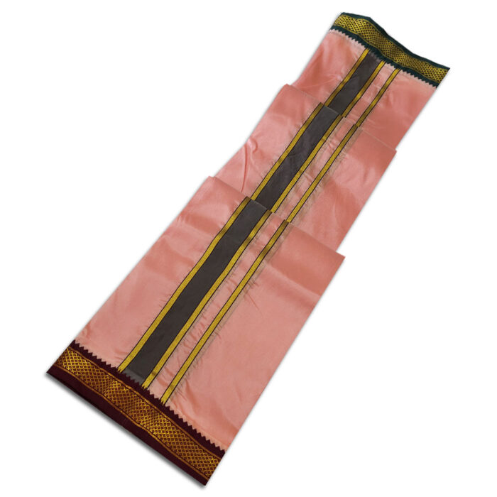 Light Pink Colour art Silk MayilKan Colour Dhoti - Image 2