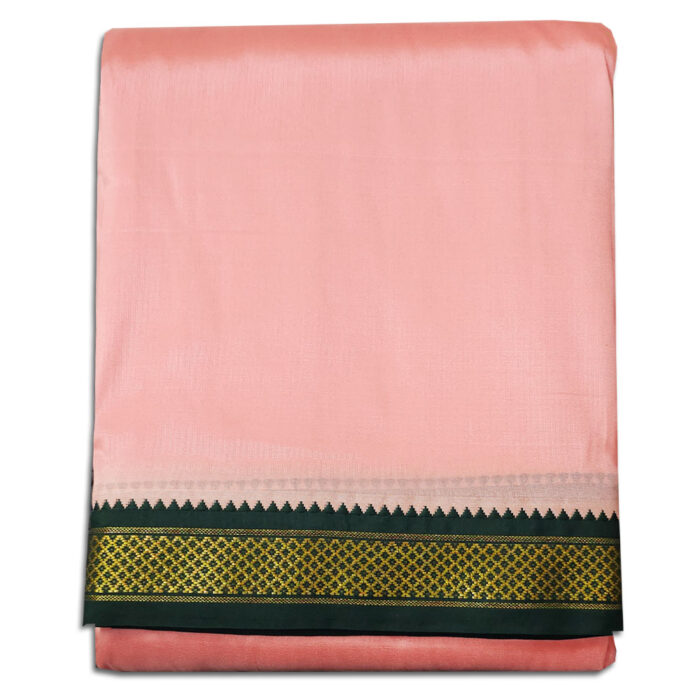 Light Pink Colour art Silk MayilKan Colour Dhoti - Image 1