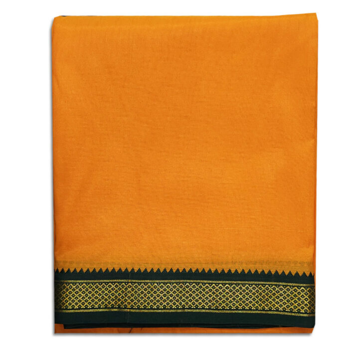 Orange Colour art Silk MayilKan Colour Dhoti - Image 1